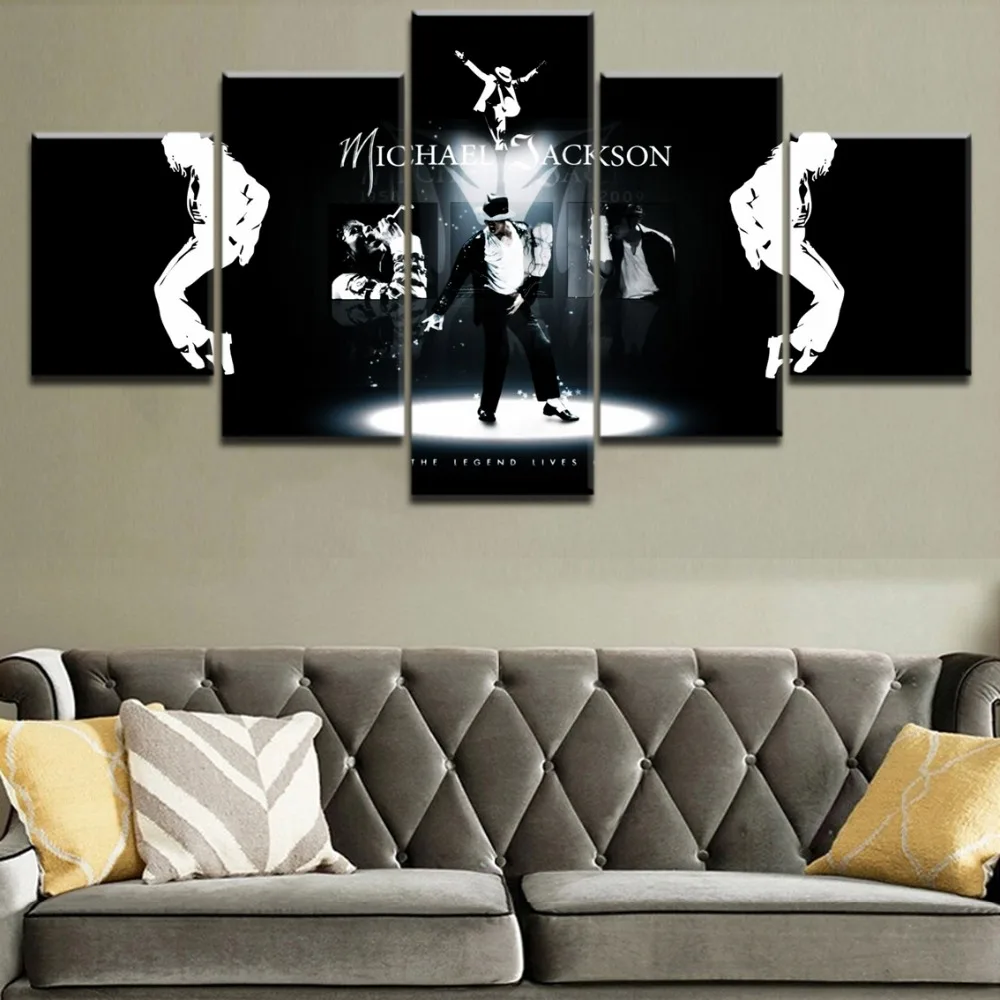 

5 Pieces Michael Jackson Poster Modern Home Wall Decorative Modular Picture Framework Art HD Printed Painting On Canvas Artworks