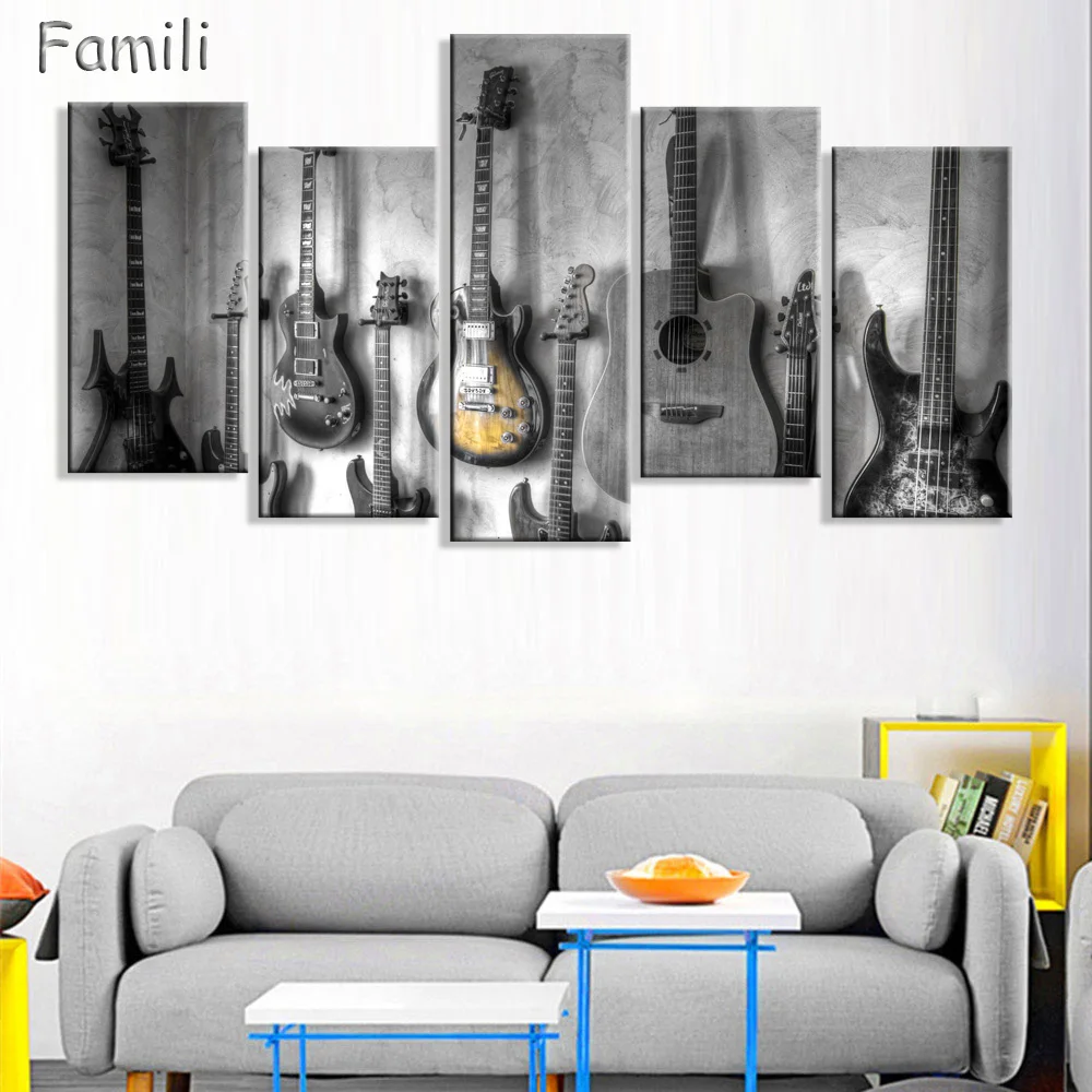 5 шт. настенные картины на холсте с изображением музыкальной гитары|5 piece canvas art|canvas
