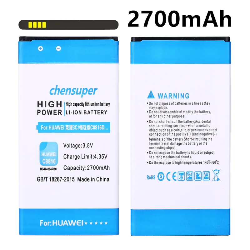 Chensuper HB474284RBC 2700 мА/ч аккумулятор для Huawei Honor 3C Lite C8816 C8816D G521 G615 G601 G620 Y635 Y523 Y625 U32