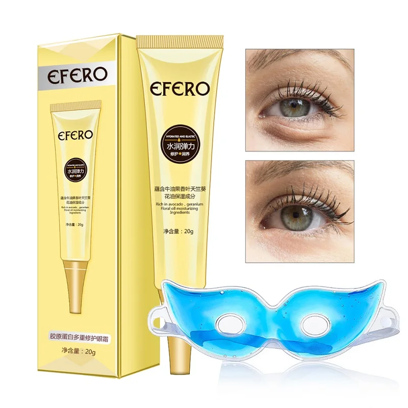 

Anti Aging Eye Cream Anti Wrinkle Serum Dark Circle Remover Ice Sleeping Eye Mask Relieve Fatigue Firming Skin Care Set 2PCS