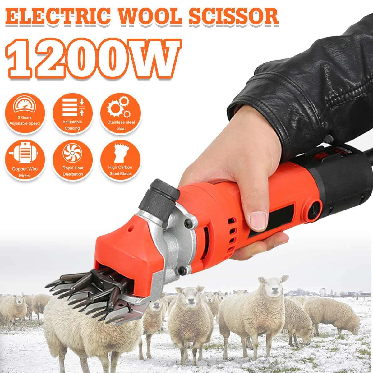 

220V EU Plug Adjustable Electric Wool Scissors Shearing Sheep Dog Goats Pet Animal Hair Cutter Clipper Shear Scissors 1200W