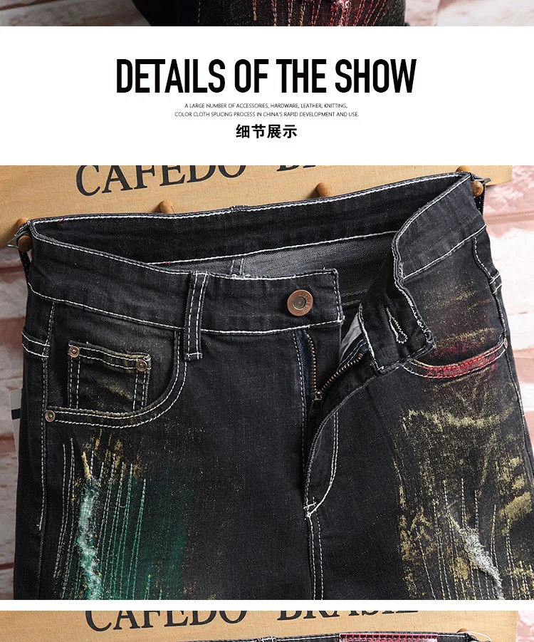 Свободные джинсы Мужская модная уличная одежда хип-хоп рваные джинсы Лето 2019 г. длина до колена прямые брюки