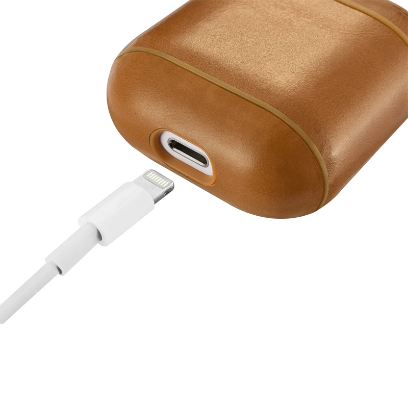 Чехол из натуральной воловьей кожи для AirPods противоударный защитный чехол