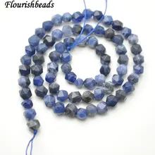 6 мм~ 12 мм натуральный содалит Алмазная резка граненый камень круглые свободные бусины 3 нити в партии