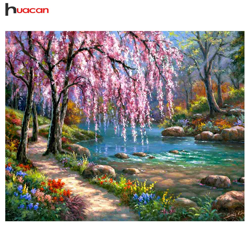 

Huacan Diamond Painting Landscape Picture of Rhinestones Diamond Embroidery Scenery DIY Full Mosaic Home Decor