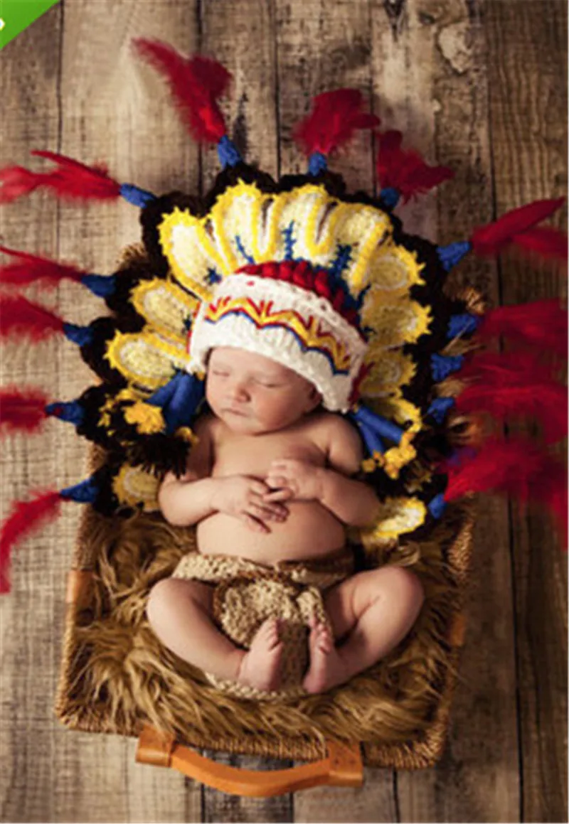 

Indian Chicken Set Handmade Knitting Woolen Newborn Baby Photography Props