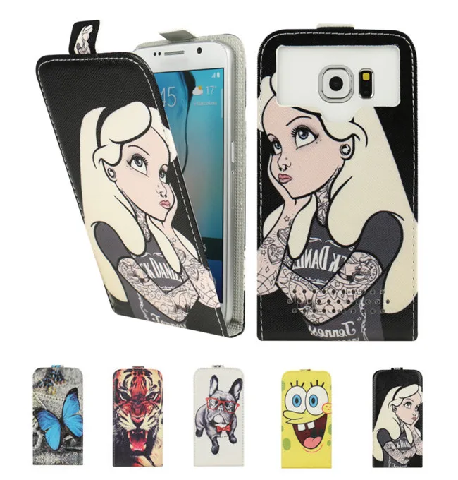 4 Styles Universal Cartoon Printed Flip PU Leather Phone