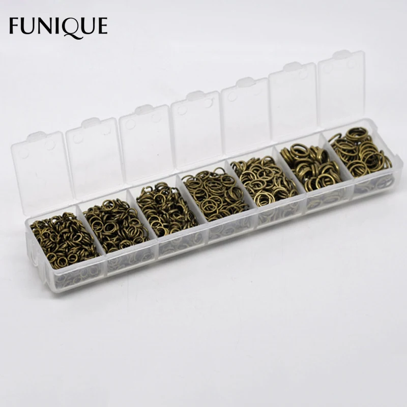 

FUNIQUE Jump Rings 4-9mm Mixed Open Jump Rings Antique Bronze Split Rings Connector For DIY Jewelry,1 Box(1510 PCs Assorted)