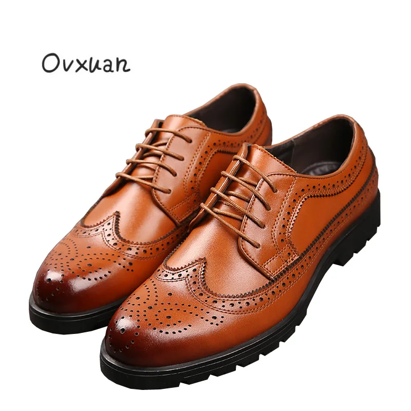 

Ovxuan 100% Genuine Leather Carved Brogue Business Formal Dress Men Shoes Party Office Wedding Mens Shoes Casual Oxford Italian