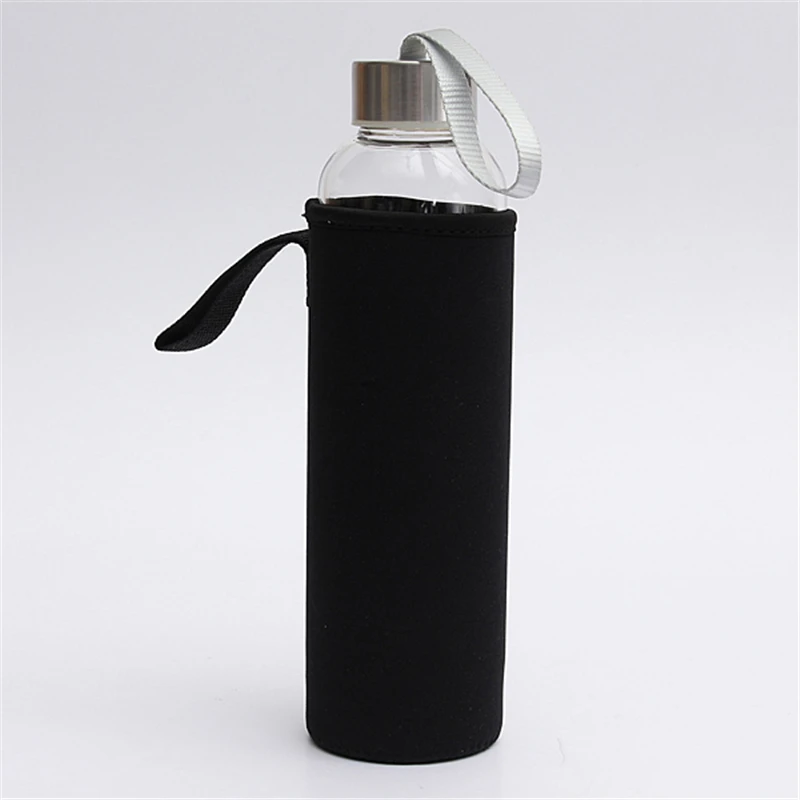 YKPuii 1 предмет 550 мл Стекло бутылка для воды с Чай фильтр-инфузор Защитная сумка для кемпинг на природе, езда на велосипеде альпинизм - Цвет: Черный