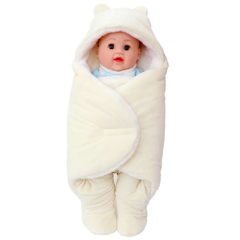 1 шт., утолщенный спальный мешок, детское теплое Пеленальное Одеяло для новорожденных 0-8 месяцев, коралловый флисовый двухслойный спальный мешок, детское постельное белье - Цвет: yellow Split Thick