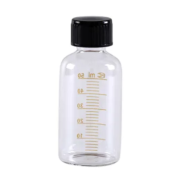 

50ml Round Glass Reagent Bottle Plastic Black Screw Cap Screw On Cover Graduation Sample Vials