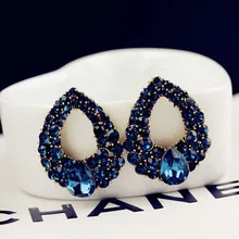 Лидер продаж Для женщин Роскошные темперамент синий кристалл водослива серьги стержня для Для женщин 4ED405