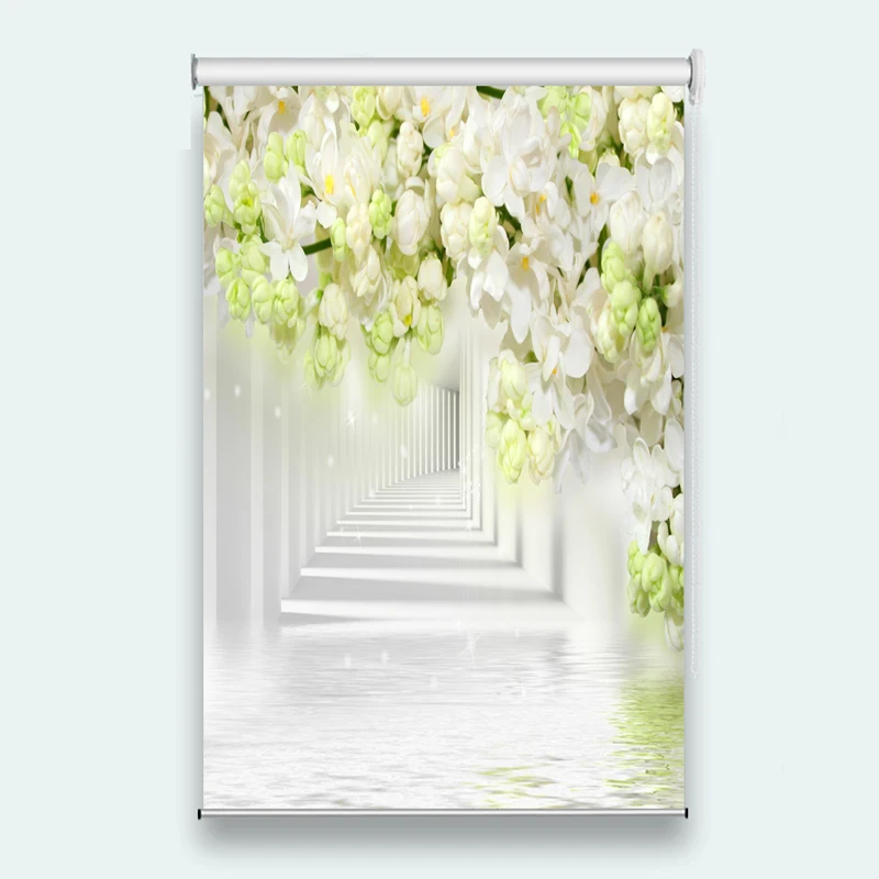 

European Romantic Wedding Room Curtains Roller Blinds Window Treatments Flower 3D Printing Shower Curtains Blinds