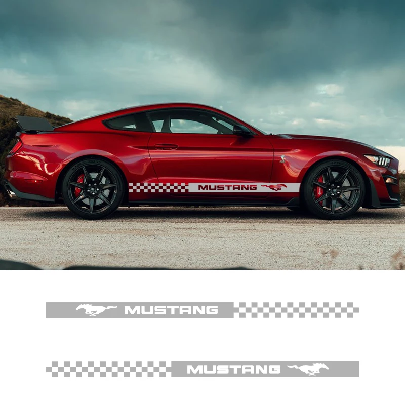  2 PCS Vinyl Side Sticker Decals Stripes Wraps Body Stickers Car Styling For Ford Mustang
