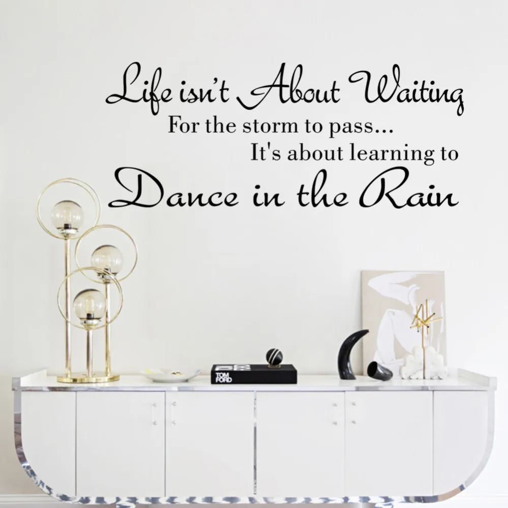 Alphabet Phrase Wall Stickers Life Isn't About Waiting Wall Stickers Quote Dancing in rain 3D Wall Decal Words Home Decor