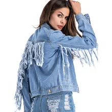 Bohoartist Women Jeans Jacket Coat Autumn Streetwear Vintage Chic Loose Tassel Ripped Fashion Boho Large Size Denim Jackets 2019