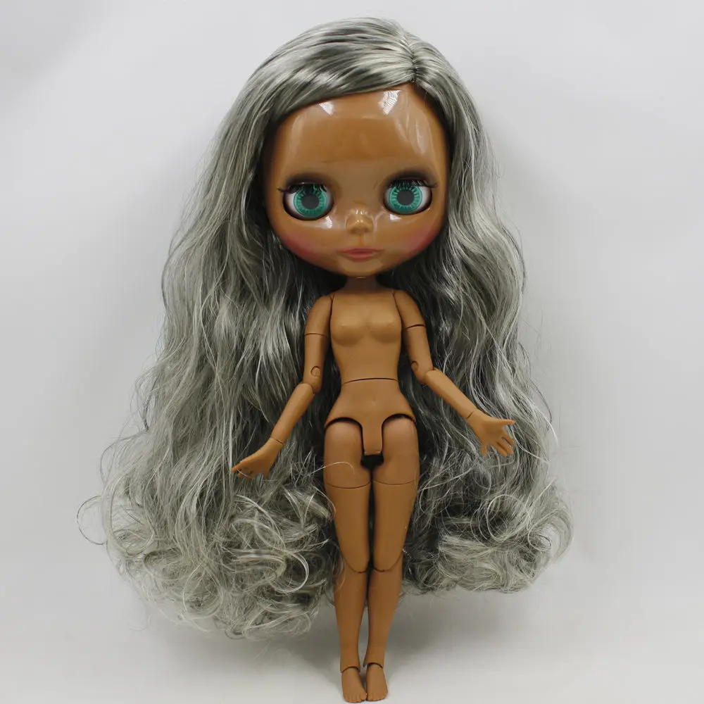Ледяной обнаженный Blyth кукла No.280BL2889016 Серебряный микс серый волос сустава тела супер черная кожа шарнирная кукла нео 30 см - Цвет: 280BL2889016