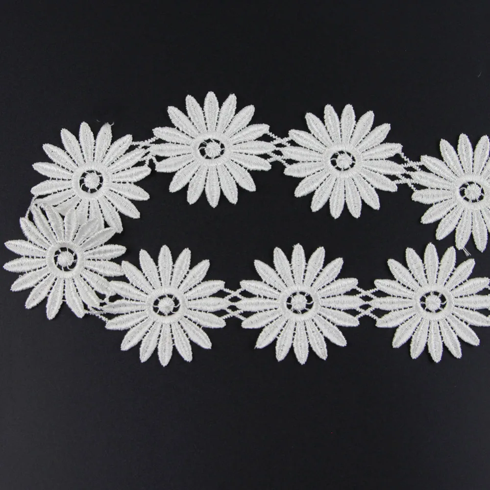 2yds 61 мм белый цветок из ткани Венеция Аппликация с кружевной отделкой Швейные Ремесло S10511