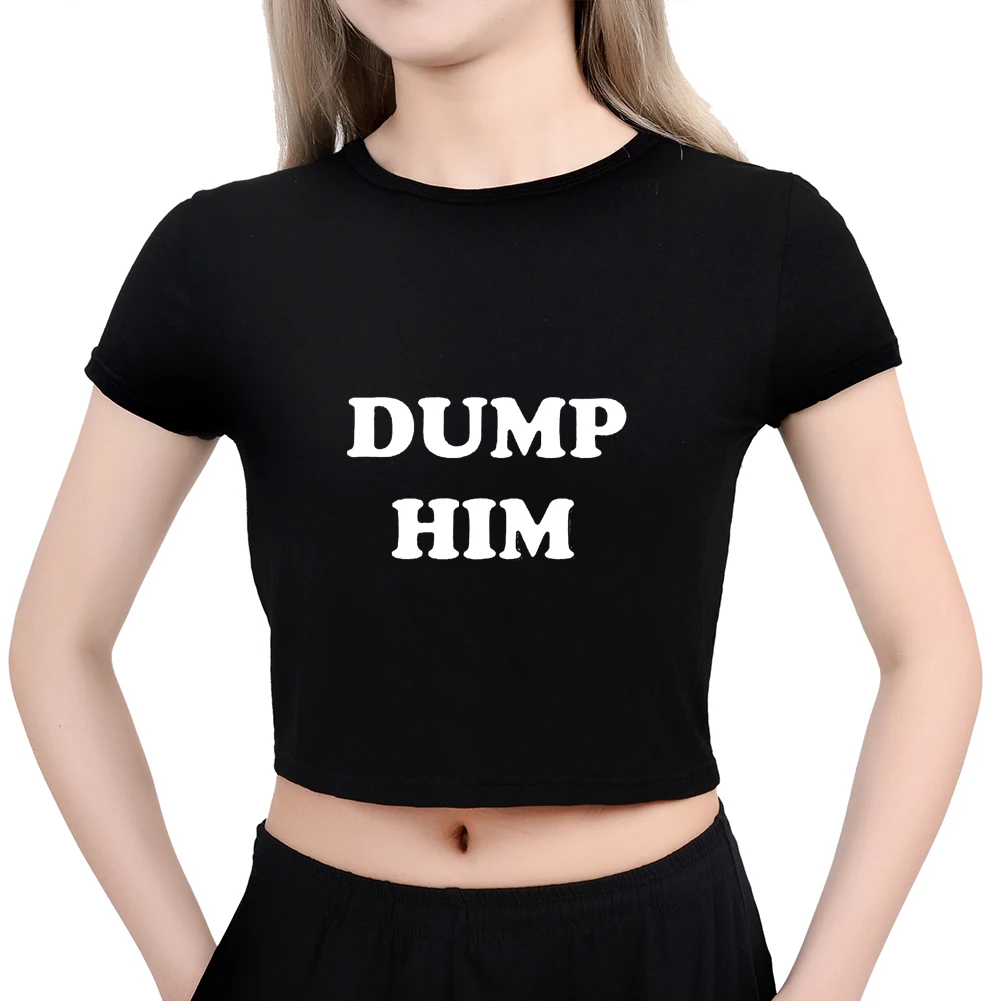 Модная футболка Tumblr DUMP HIM с графическим рисунком повседневный укороченный топ