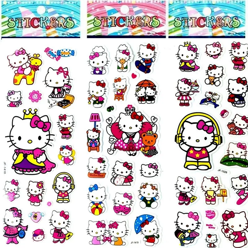 10 шт./лот наклейки с пузырьками 3D мультфильм Hello Kitty животные кошка классические