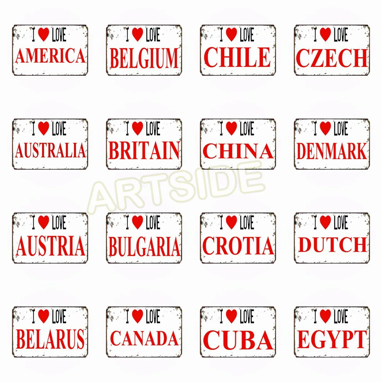 

Exclusive I Love My Country Retro Plate Bar Wall Decor Tin Sign Vintage Metal Sign Home Decor Painting Plaques Poster