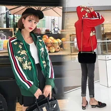 SS весна/осень уличная брендовая шикарная Женская Цветочная вышивка Colorbloack куртка пальто Женская толстовка jaqueta de couro