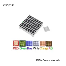 Полноцветный 3 мм светодиодный матричный дисплей 16 Pin общий анод Быстрая 2 шт./лот, красный, зеленый, синий, оранжевый, белый, RG