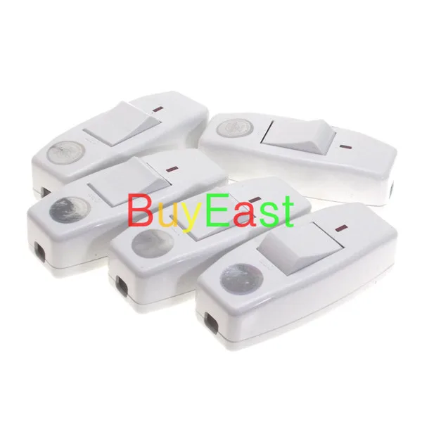

5 x Inline ON/OFF Table Lamp Desk Light Cord Switch Max 250V 6A White