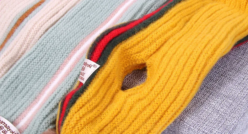 New Striped Hair Ball Children's Scarf Autumn And Winter Small l Wool Scarf Female Cashmere Children's Scarf 12 Colors GCG52 (6)