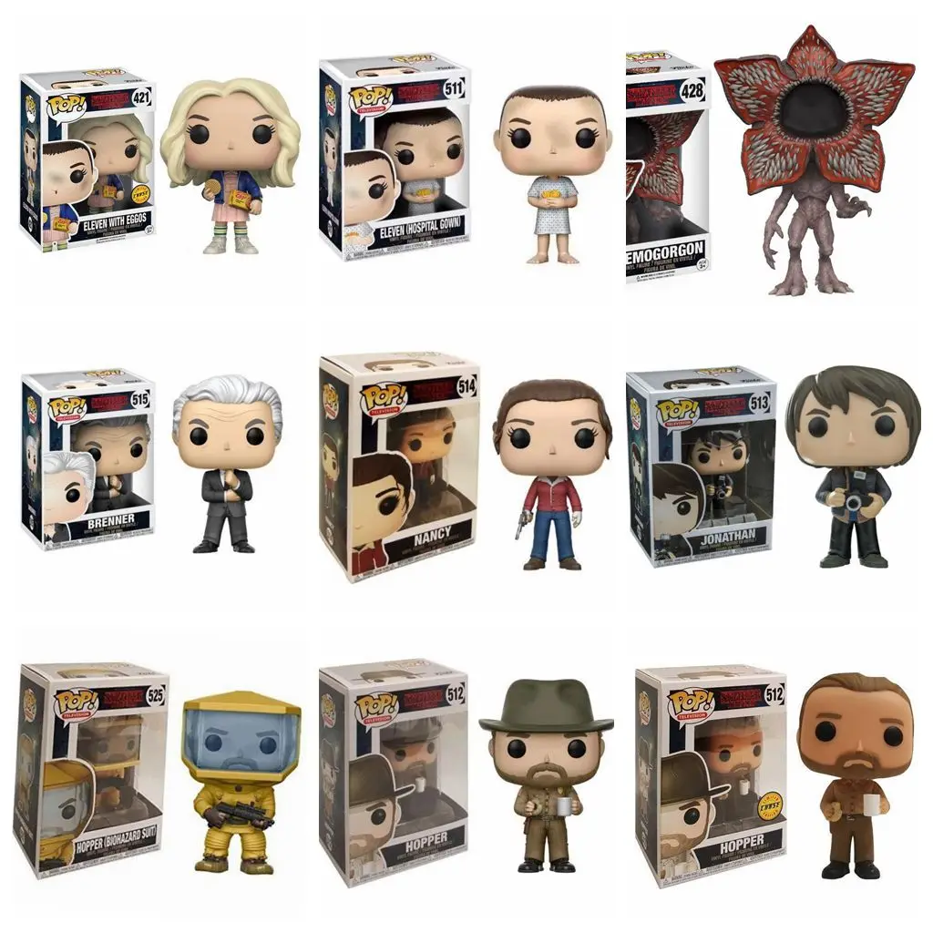 

Pop Stranger Things Hopper ELEVEN with Eggos Demogorgon Nancy Brenner Jonathan Action Toy Figures Model Vinyl Dolls Gifts Toys