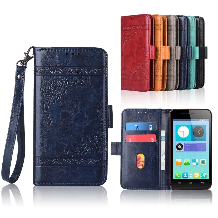 

Newest Wallet case for Explay Vega Flip case with Strap,100% special PU leather embossing flower book cover case