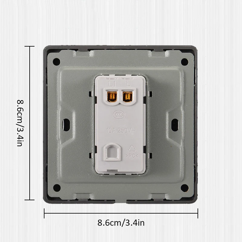 Настенный светильник, 1 комплект, 1/2, 10 А, настенный кнопочный светильник, Настенные переключатели, серебристый металл, нержавеющая сталь, панель, аксессуары для дома