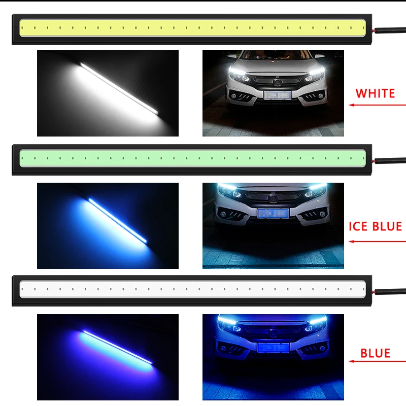 1 шт. 17 см универсальный дневной ходовой свет автомобиля COB DRL светодиодные полосы света внешние огни авто водонепроницаемый автомобиль Стайлинг LED DRL лампа