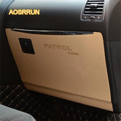 AOSRRUN шкафчики co-pilot покрывают кожаный бардачок для защиты кожного покрытия автомобильные аксессуары для Nissan Patril y62 - Название цвета: Цвет: желтый