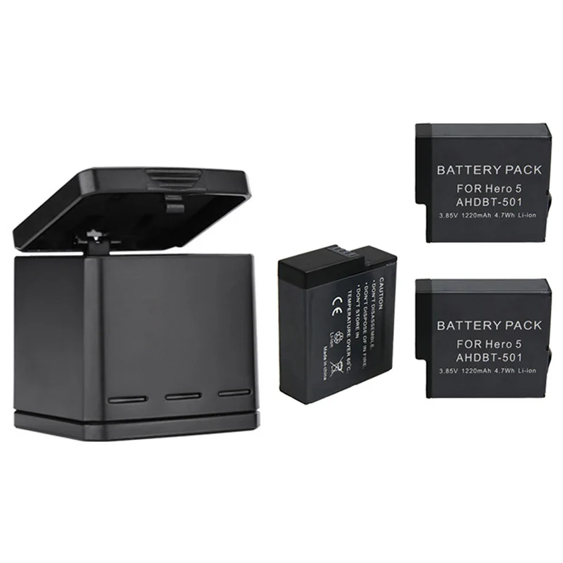 

3pcs For Go Pro Rechargeable lithium battery + Storage protection charger For GoPro Hero 6 , GoPro 7 5 2018 Black Camera