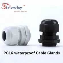 50 шт./лот белый/черный PG16 нейлоновый кабельный сальник для герметизации провода принадлежности для прокладки кабелей Разъем светодиодного кабеля из водонепроницаемого материала