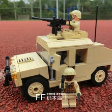 Model building kit compatible with lego military Hummer armed 3D blocks Educational model building toy hobbies for children