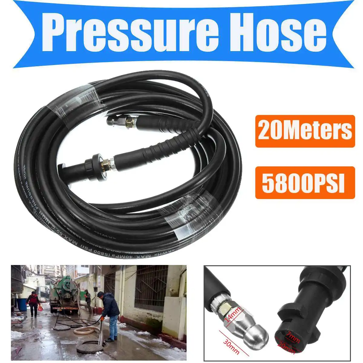 

5800PSI 20M High Pressure Hose Washer Cleaning Hose For Karcher K2 K3 K4 Car Washing Water Spray-gun