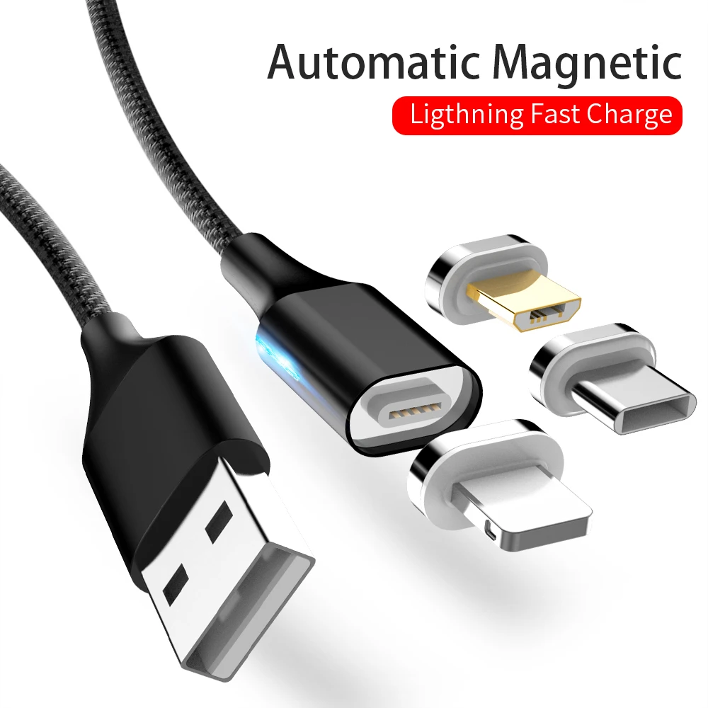 Магнитный кабель KingFriend Micro usb type C для iPhone Lighting Cable 1M 2M 3A провод для быстрого заряда Магнитный кабель type C для Xiaomi