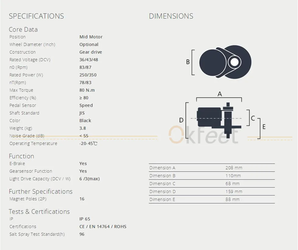 Best okfeet 36V350W Bafang Mid Crank Drive Motor Kits C961 LCD Display Geared Motor Kit Eletric Bicycle Ebike Kits 7