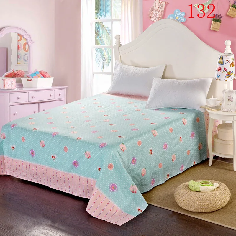 Cartoon Single Double Bed Sheet Linens Cotton Flat Bed Sheets Twin