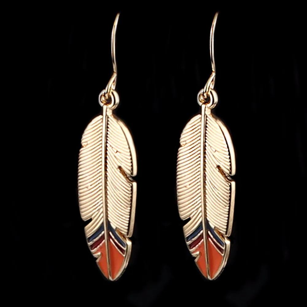 

Lady New Feather Design Stud Earrings Hanging Earrings Women Dangle Decoration Jewelry brincos Charm oorbellen Korea Style EH02