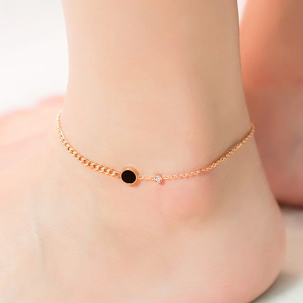 FATE LOVE Brand Beautiful Anklets for Women Ladies with Black Round Charm Simple Style Foot Chains Fashion Jewelry | Украшения и