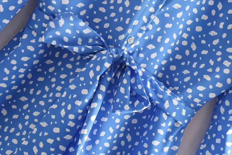Summer Dress Women England Style Short Sleeve Print Sashes Blue Sexy Midi Drees Vestidos De Fiesta Party Dress DS42 (6)