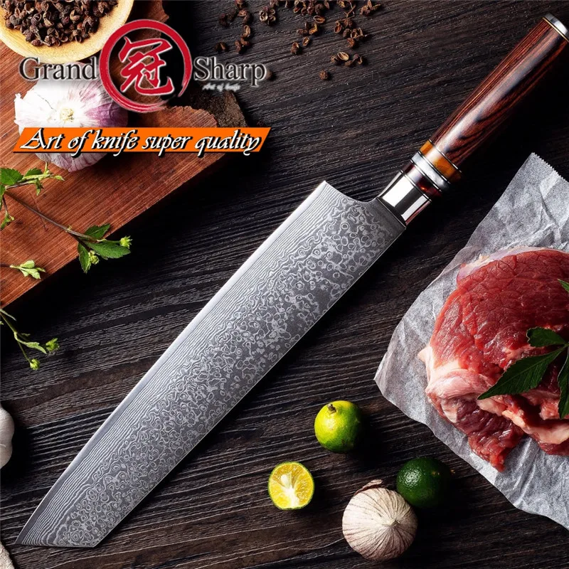 Grandsharp дамасский нож шеф повара 9 5 дюймов японский кухонный 67 слоев vg10 с