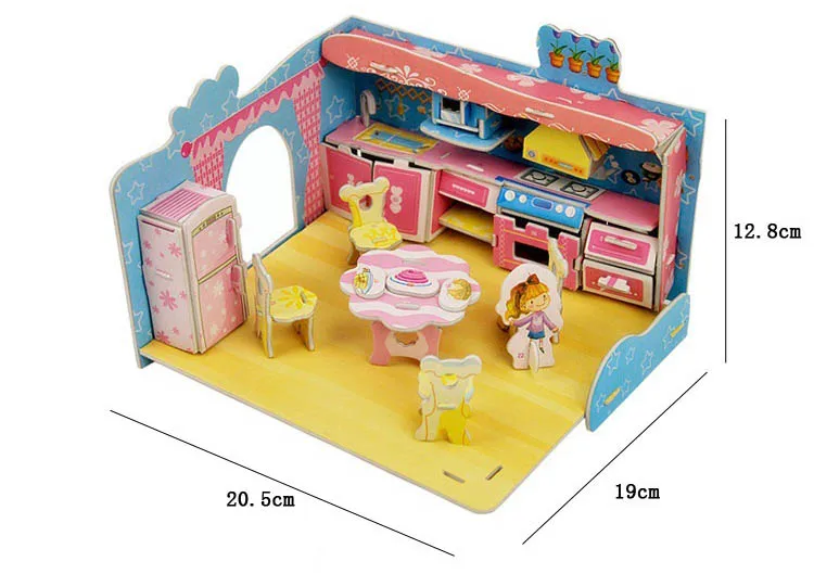 Kid 3D DIY Puzzle Jigsaw Furnishing Assembling Puzzle Stickers Scrapbooking Baby Toy Kid Early Learning Gift Brinquedo Educativo