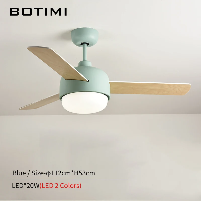 BOTIMI современные светодиодные потолочные вентиляторы с светильник s для Гостиная 220V белый вентиляторы синий потолочных вентиляторов лампа серый Вентилятор охлаждения светильник - Цвет лезвия: Blue Base