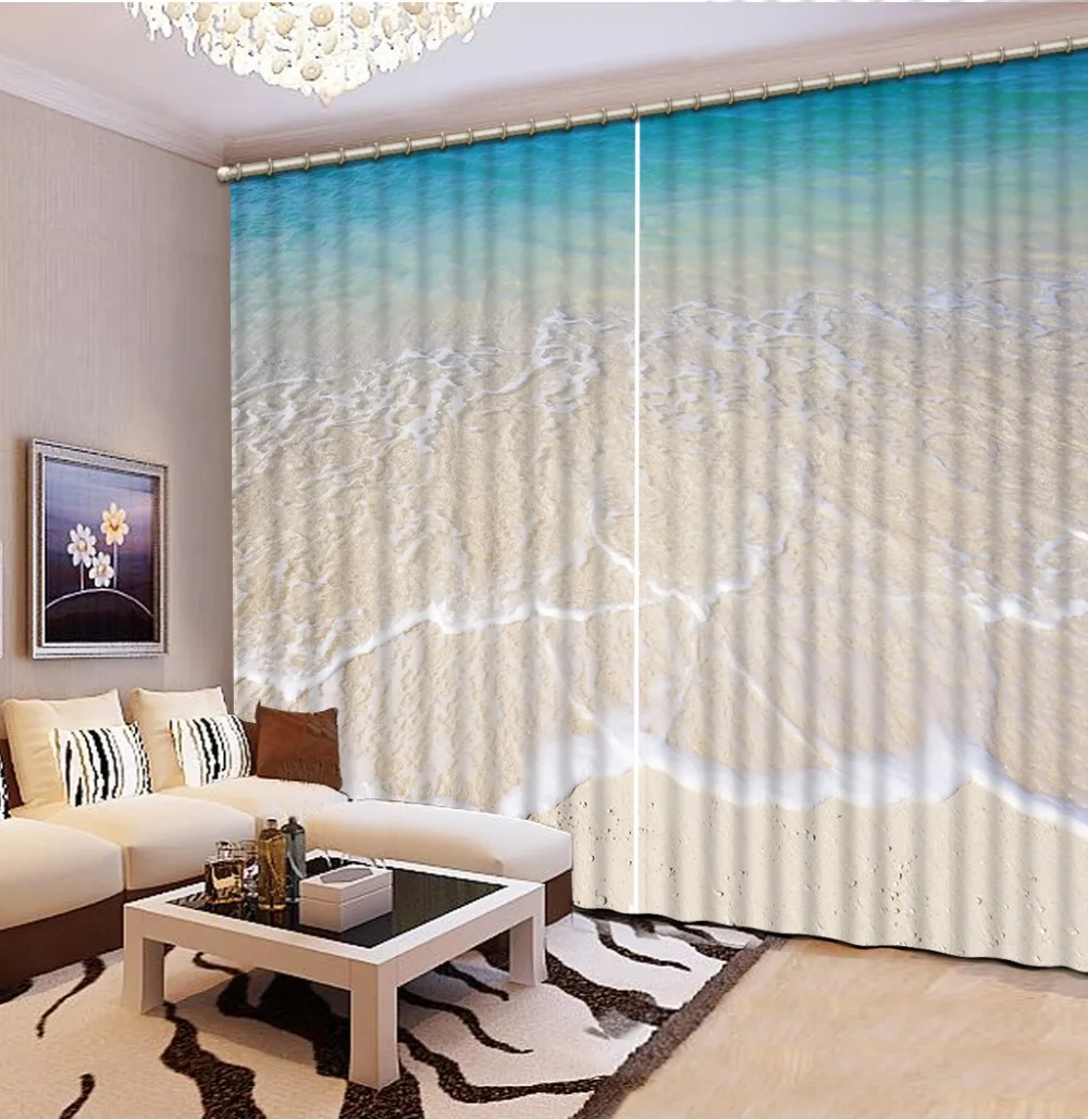 

3d curtains beach curtains 3D Curtain Printing Blockout Polyester Photo Drapes Bedroom Window curtains