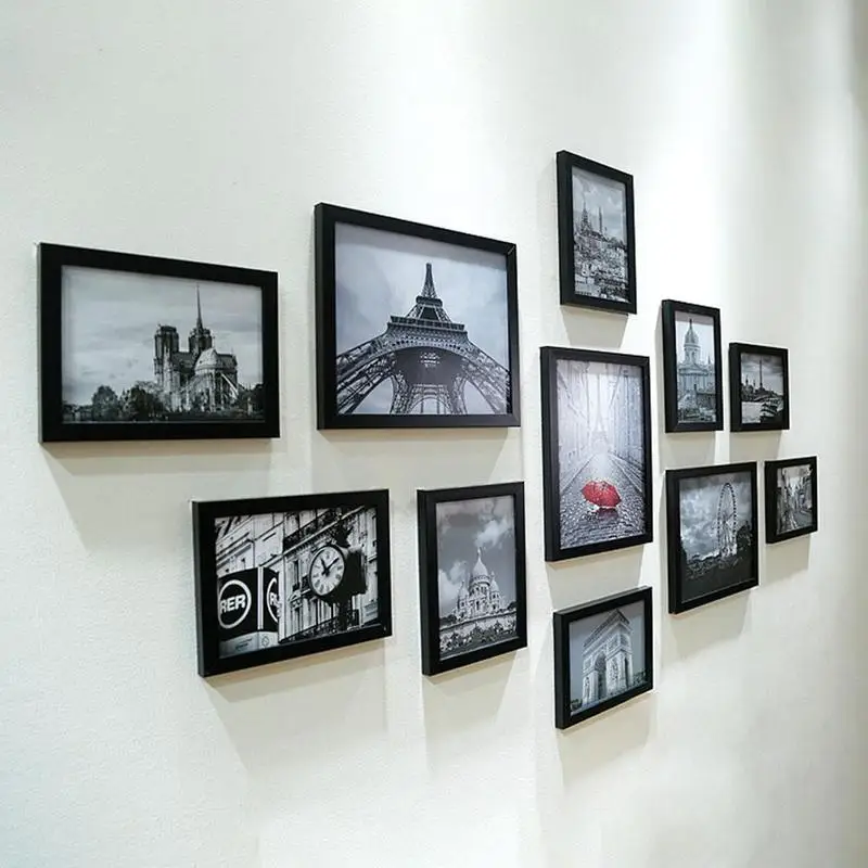 

11pcs/Lot Wooden Multi Photo Frame Picture Frames Wall Hang Collage Black & White Colorful Set Wall Decoration Accessories